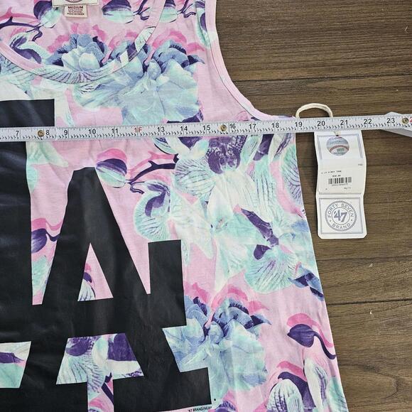 LA Dodgers Forty Seven Brand Floral Cotton Blend Sleeveless Tank Top Sz M - Picture 4 of 7